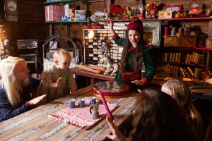 children with vision impairment at an accessible guide dog christmas grotto