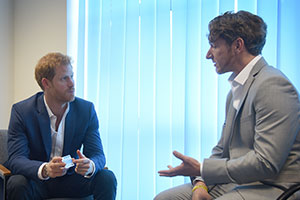 Prince Harry with Dominic Hurley, a brain injury survivor and Headway ambassador