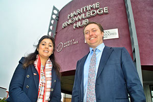 Nusrat Ghani outside the Maritime Knowledge Hub speaking about disabled passengers accessible journeys at sea