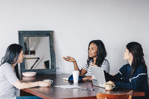 Women discussing starting business