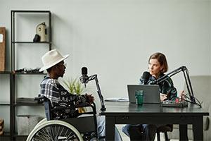 women hosting disability podcasts